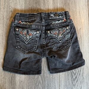 Miss Me Black Jean Shorts with Rhinestone Embellishments